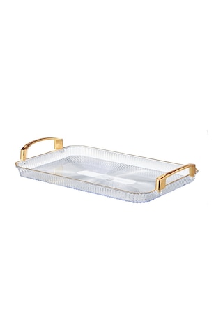 Springsun Altın Plated Versatil Servis Tabağı - Meyve, Çay, Pastane, Pasta Taşı - 36x24x5.3 Cm Orta Boy - Lüks Dekor Ve Hediye Seçeneği