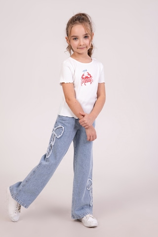 Dmb Boys & Girls Kurdela Nakışlı Beli Lastikli Kız Çocuk Kot Pantolon