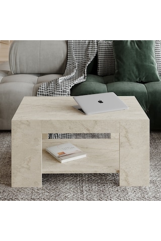 Lina Orta Sehpa Modern Minimal Tasarım Traverten