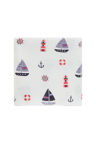 Civil Baby Yelken Baskılı Müslin 75x75 Battaniye - Beyaz
