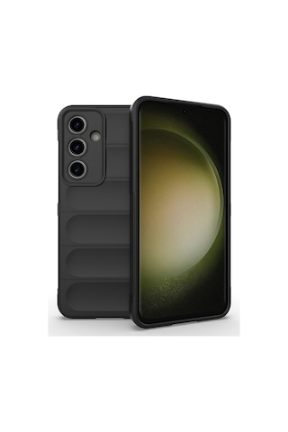Samsung Galaxy Uyumlu S25 Fe Kılıf Esnek Tpu Oyuklu Arka Yüzey Tasarımlı Mkst Etnik Silikon Kapak - Siyah Siyah