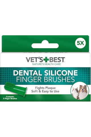 Best Vet S Best Kedi Ve Köpekler İçin Silikon Başlıklı Parmak Diş Fırçası Açık Ahşap