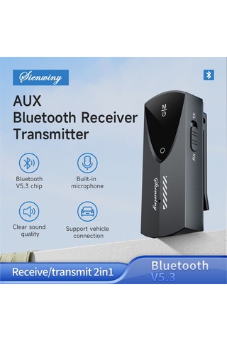 Yunboo S2 Bluetooth V5.3 Alıcı-verici, Tek Tıkla Geçiş, 2-in-1 Fonksiyon, Araçta Ellerden Özgür Konuşma, Kablosuz Ses Aktarımı