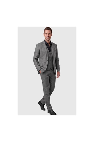 Deepsea Antrasit 3 Parça Slim Fit Yelekli Erkek Takım Elbise Çift Yırtmaçlı Modern Kesim 2601631