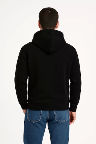 Erkek Üç İplik Kapüşonlu Kanguru Cepli Sweatshirt Hoodie - Siyah Siyah