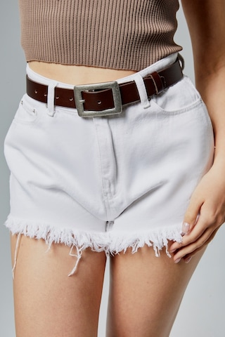 %100 Hakiki Deri Antik Mat Gümüş Tokalı Kadın Kemeri 3cm Kahverengi