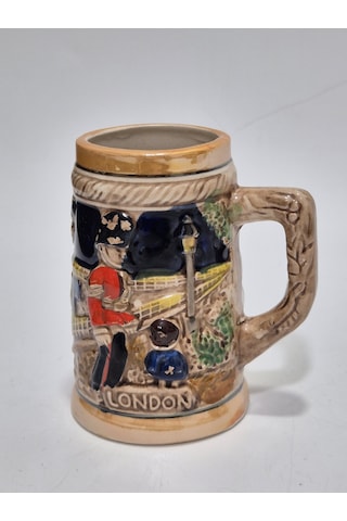 Vintage Tankart Londra Temalı Alman Seramik Bira Bardağı 11,8cm 005