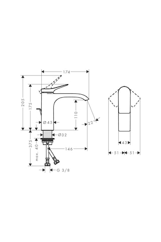 Hansgrohe Vivenis Lavabo Bataryası 110 Sifon Kumandalı Krom Krom