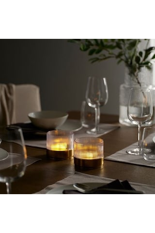 Ikea Snörptråd Dekoratif Aydınlatma, Pirinç Rengi, 8 Cm, Pilli Çok Renkli