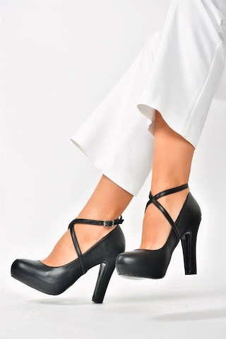 Fox Shoes Siyah/Platin Platform Topuklu Kadın Ayakkabı M348007609