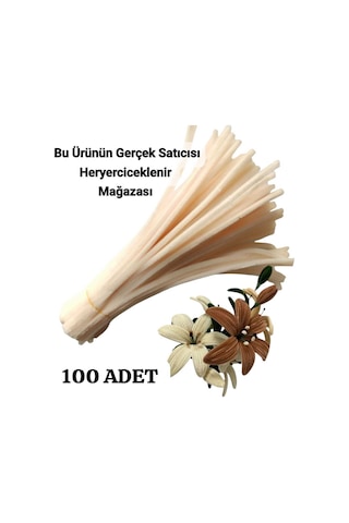 100 Adet Krem Şönil, Çiçek Yapımına Uygun Tüylü Tel, 30 Cm 6mm