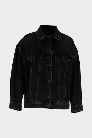 Antrasit Patı Düğmeli Oversize Jean Ceket C 4538-245 Antrasit