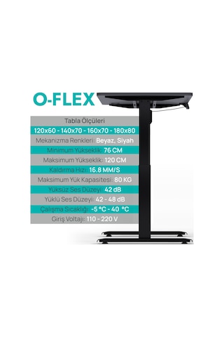 Karr Office O-Flex O1B4 Tek Motorlu Elektrikli Yükseklik Ayarlı Masa - 140X70 - Beyaz/B Beyaz