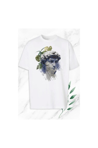 Tarzsokak Unisex Beyaz Mitoloji Heykel Baskılı Oversize T-shirt Tarzsokak Unisex Beyaz Mitoloji Heykel Baskılı Oversize T-shirt