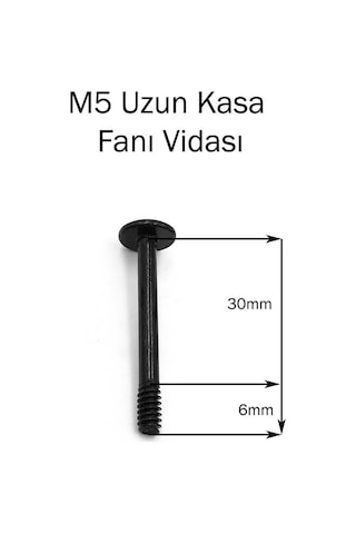 Uzun Kasa Fanı Vidası - Fan Vidası - Siyah - M3 30mm - 25 Adet