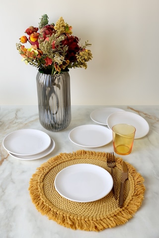 Keramika Beyaz Delta Pasta Tabağı 17 Cm 6 Adet 006 Beyaz