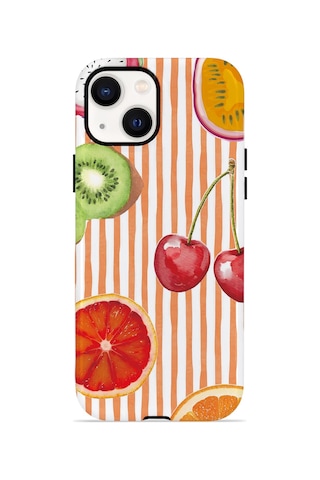 Apple iPhone Uyumlu 13 Vorian Çift Katmanlı Magsafe Kılıf Tutti Frutti Stripe
