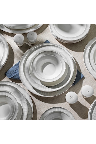 Nehir Camelia Platin Yaldızlı 28 Parça Porselen Yemek Takımı