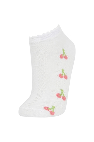 DeFacto Kız Çocuk 5'li Pamuklu Kiraz Ve Çiçek Desenli Patik Çorap W9534A6NSKR1