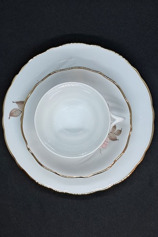 Alman El Boyama Vintage Çay Fincanı 3 Parça 170 Ml Beyaz-gri