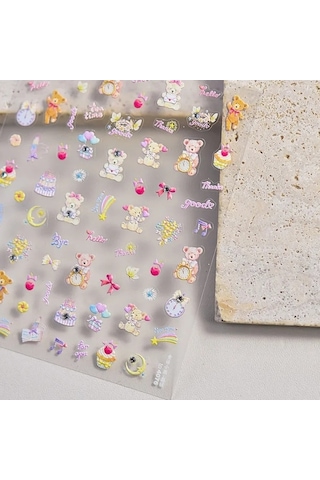 Flybuy Sevimli Ayı Köpek Hayvan Desenli Kek Tatlı Kiraz Yıldız Sticker To4351