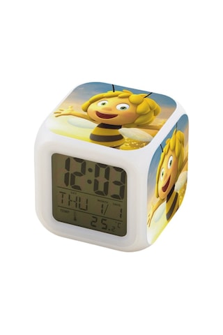 Besthome1 7 Renkli Led Kare Dijital Saat - Beyaz, 12 Saatli Alarm Ve Renkli Işık Seçenekleri