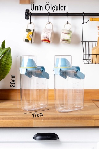 Contalı Sızdırmaz Erzak Saklama Kabı / 1800 Ml / Mavi - Tekli Mavi