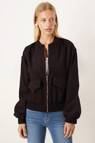 Armonika Kadın Kahve Cepli Kolları Ve Beli Lastikli Bomber Kaşe Mont Arm-26k001027