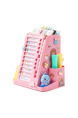 Hqgoodstore Yeni Masaüstü Öğrenci 360 Derece Döner Çok Fonksiyonlu Öz Disiplinli Öğrenme Kız Ve Erkek Kart Zımbalayıcı Pembe Çok Fonksiyonlu Öz Disiplin Döner Kalem Tutucu Yükseltme-toz