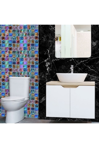 Hangfox Sıcaklık Ve Nem Dayanıklı Pvc Duvar Sticker, Mutfak/banyo Dekorasyonu, Kolay Kurulum, Estetik 3d Mosaik Desenli 200x20cm Diğer