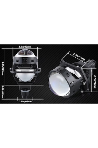 Vidalı Bi-led Far İçi Led Mercek 3 İnc Vidalı Somunlu Kısa Uzun Birlikte