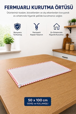 50x100 Cm Fermuarlı Tül Kurutma Örtüsü Toz Ve Böceklere Karşı Koruyucu Hijyenik Kurutma Filesi Diğer