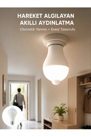 Mey İthalat Plentifulsensörlü Led Lamba Otomatik Algılama Enerji Tasarruflu Aydınlatma Beyaz