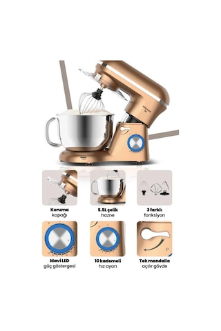 Goldmaster GM-7260G Şef Profesyonel Stand Mikser