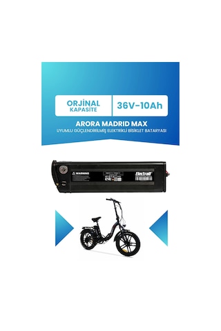 Arora Madrıd Max Uyumlu Batarya 36v 10ah Elektrikli Bisiklet Bataryası Siyah