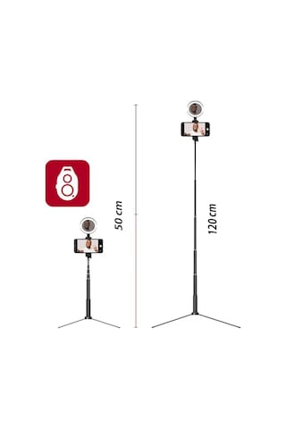 Telefon Standlı Bluetooth Kumandalı Ayarlanabilir Uzunluk 120cm Photo Video Selfie Çekim Tripodu Standart