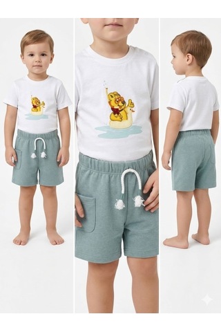 Haribo Bebek T-shirt Şort Takım Mavi Erkek