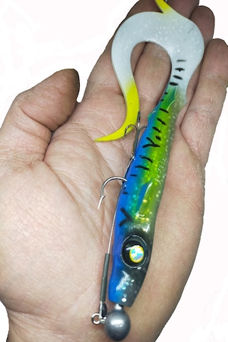 Shock Tail 19 Cm Üçlü İğne No:6 Çelik Tel Modifiyeli Hazır Zokalı Silikon Yem 26 Gr