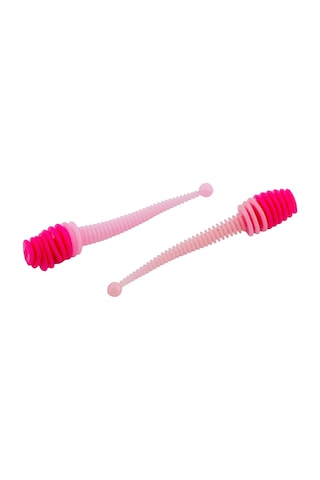 Silikon Kurt Yem - 2,1g 70mm - Fishack Wormix - 10 Adet - Uv - Pembe/beyaz