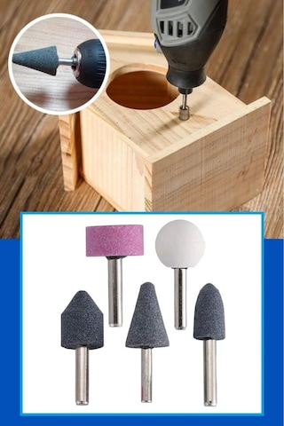 Kalıp Taşlama Makinası Aksesuarı 5 Parça Vız Vız Kalıpçı Taşlama Seti Mini Taş Zımpara Matkap Ucu Seti Mini Çapak Alma Oyma Şekil Verme Ahşap Metal Kalıpçı Seti Gravür Oyma Seti