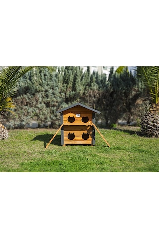4 Yuvalı Kedi Evi Ahşap