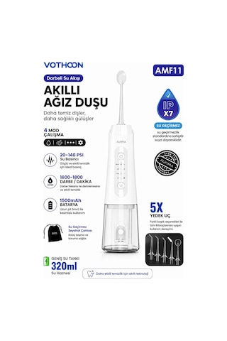 Şarjlı Ağız Duşu Diş Bakım Cihazı 4 Modlu Diş Arası Temizleyici 320ml 5 Başlıklı 1500 Mah Kablosuz