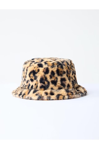 Jimmy Key Kahverengi Leopar Desenli Peluş Şapka 5ww455521800