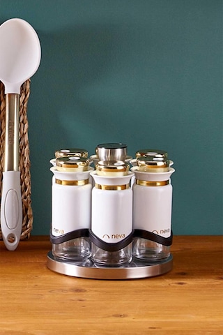 Neva N3193 Lilyum 6 Lı Baharat Seti Beyaz