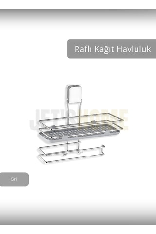 Jet's Home Yapışkanlı Raflı Kağıt Havluluk Paslanmaz Peçetelik Çelik Banyo Havluluk Düzenleyici Gri Gri