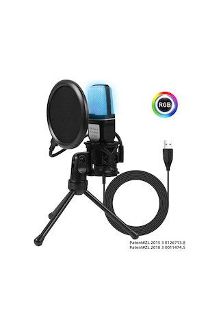 Lemestar Rgb Işıklandırmalı Usb Bilgisayar Mikrofonu - Oyun, Müzik Ve Video İçin Çok Renkli Mikrofon