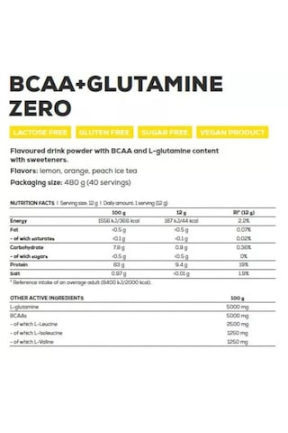 Bıotech Bcaa + Glutamine Zero - 480 G 40 Servis Böğürtlen
