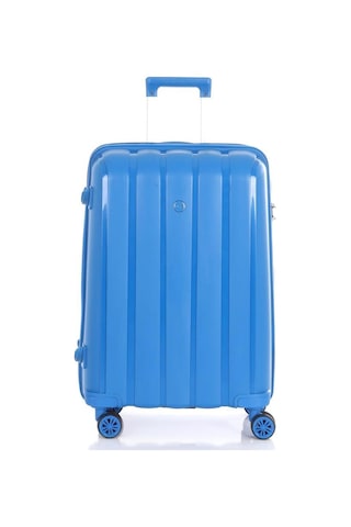 Mçs Bavul Orta Ve Kabin 2li Set Kırılmaz Silikon Valiz V305 Saksmavi Çok Renkli