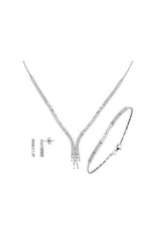 Baget Taşlı 14 Ayar Beyaz Altın Suyolu Set STVRB14K21858