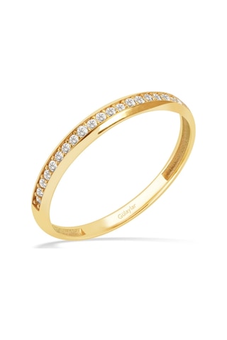 8 Ayar Sarı Altın Klasik Taşlı Alyans Yüzük